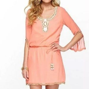 Lilly Pulitzer Delisa coral beaded dress